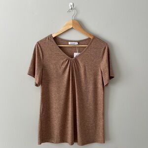 Elegant Brown Short Sleeve Top by [Brand]